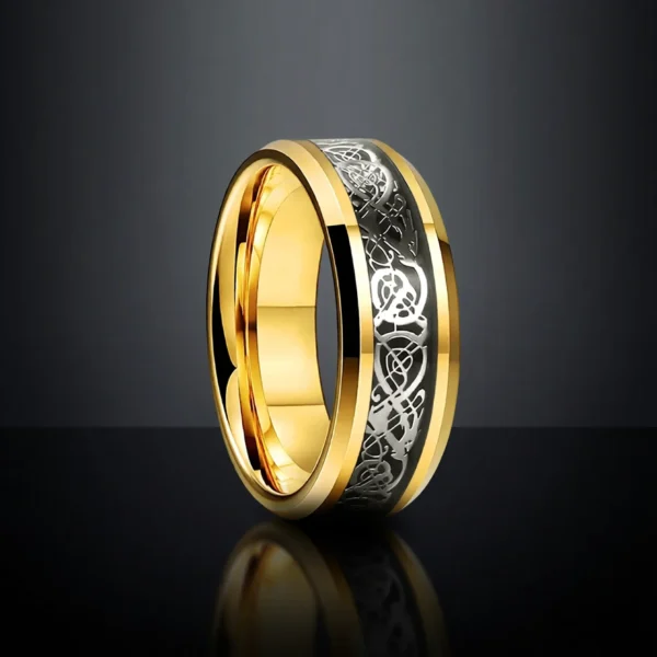 Draconis Aurum – Bague dragon celtique or, or rose ou argent 8mm