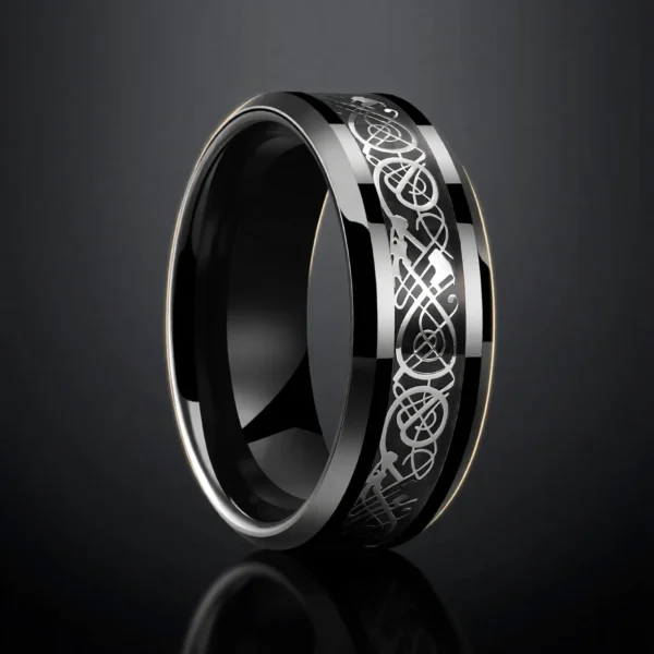 Draconis – Bague homme dragon celtique en acier inoxydable 8mm