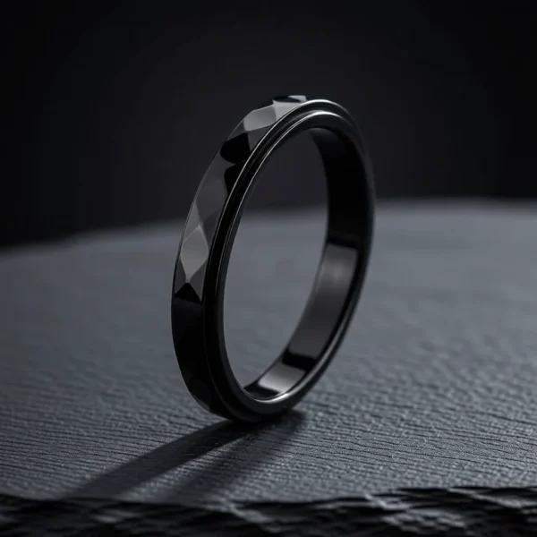 Facette – Bague rotative fine à facettes 3mm en acier inoxydable – f1 Facette – Bague rotative fine à facettes 3mm en acier inoxydable – Noir