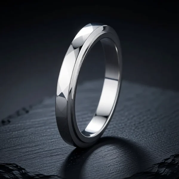 Facette – Bague rotative fine à facettes 3mm en acier inoxydable – f3 Facette – Bague rotative fine à facettes 3mm en acier inoxydable – Argent
