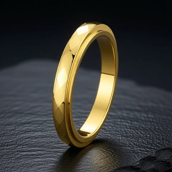 Facette – Bague rotative fine à facettes 3mm en acier inoxydable – f4 Facette – Bague rotative fine à facettes 3mm en acier inoxydable – Or