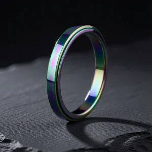 Facette – Bague rotative fine à facettes 3mm en acier inoxydable – f5 Facette – Bague rotative fine à facettes 3mm en acier inoxydable – Multicolore