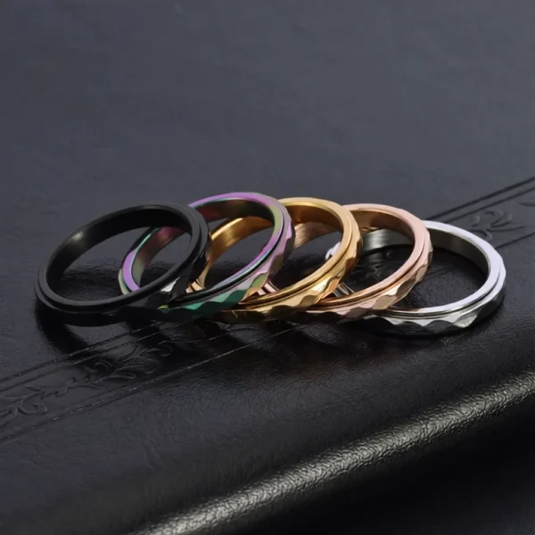 Facette – Bague rotative fine à facettes 3mm en acier inoxydable – g3 Facette – Bague rotative fine à facettes 3mm en acier inoxydable