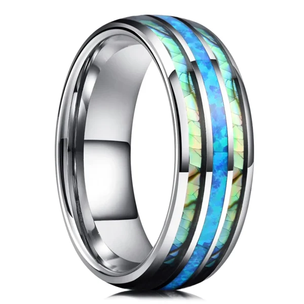 Maris – Bague homme incrustation nacrée 8mm – Argent Maris – Bague homme incrustation nacrée 8mm – Argent