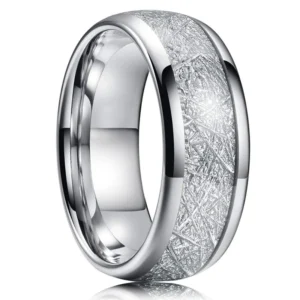 Meteora – Bague homme effet météorite 8mm – Argent