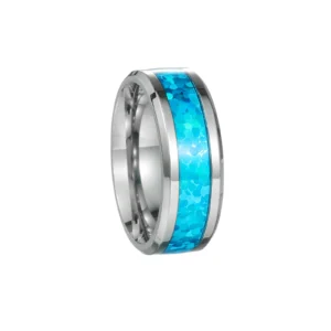 Opalis – Bague homme effet opale bleue, 3 largeurs – 8 mm Opalis – Bague homme effet opale bleue, 3 largeurs – 8 mm