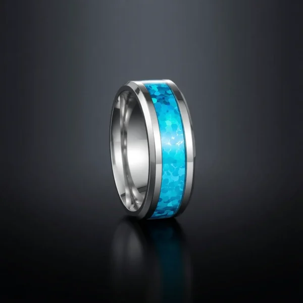 Opalis – Bague homme effet opale bleue, 3 largeurs Opalis – Bague homme effet opale bleue, 3 largeurs