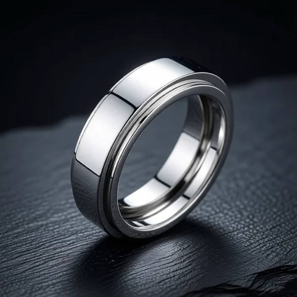 Orbite – Bague rotative en acier inoxydable, anneau central mobile – Argent