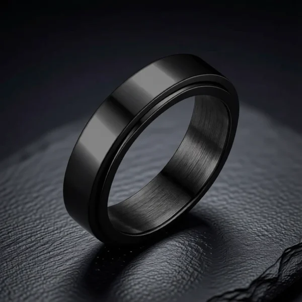 Orbite – Bague rotative en acier inoxydable, anneau central mobile – Noir