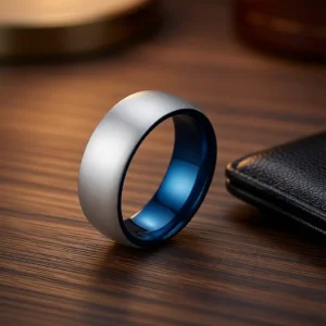 Polaris – Bague homme titane brossé, intérieur coloré