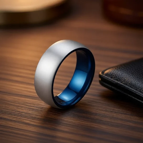 Polaris – Bague homme titane brossé, intérieur coloré