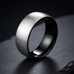 Polaris – Bague homme titane brossé, intérieur coloré – Argent brossé / Intérieur noir