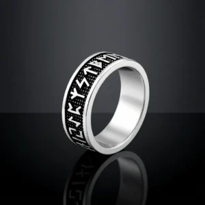 Runic Legacy – Bague viking runes nordiques en acier inoxydable 316L