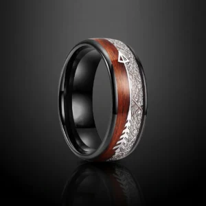 Sagitta – Bague homme bois et flèche argentée 8mm Sagitta – Bague homme bois et flèche argentée 8mm