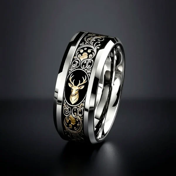 Totem – Bague homme motif animal ou Vegvisir 8mm Totem – Bague homme motif animal ou Vegvisir 8mm