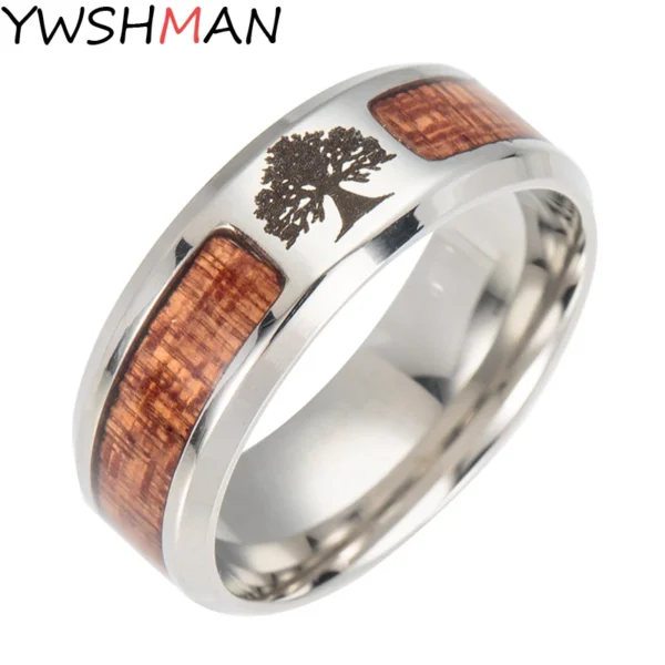 Yggdra – Bague viking arbre de vie et mosaïque de bois 8mm Yggdra – Bague viking arbre de vie et mosaïque de bois 8mm